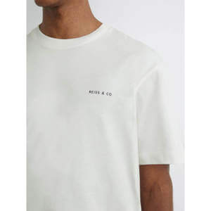 REISS Splash Cotton Dive-Print Relaxed-Fit T-Shirt in White